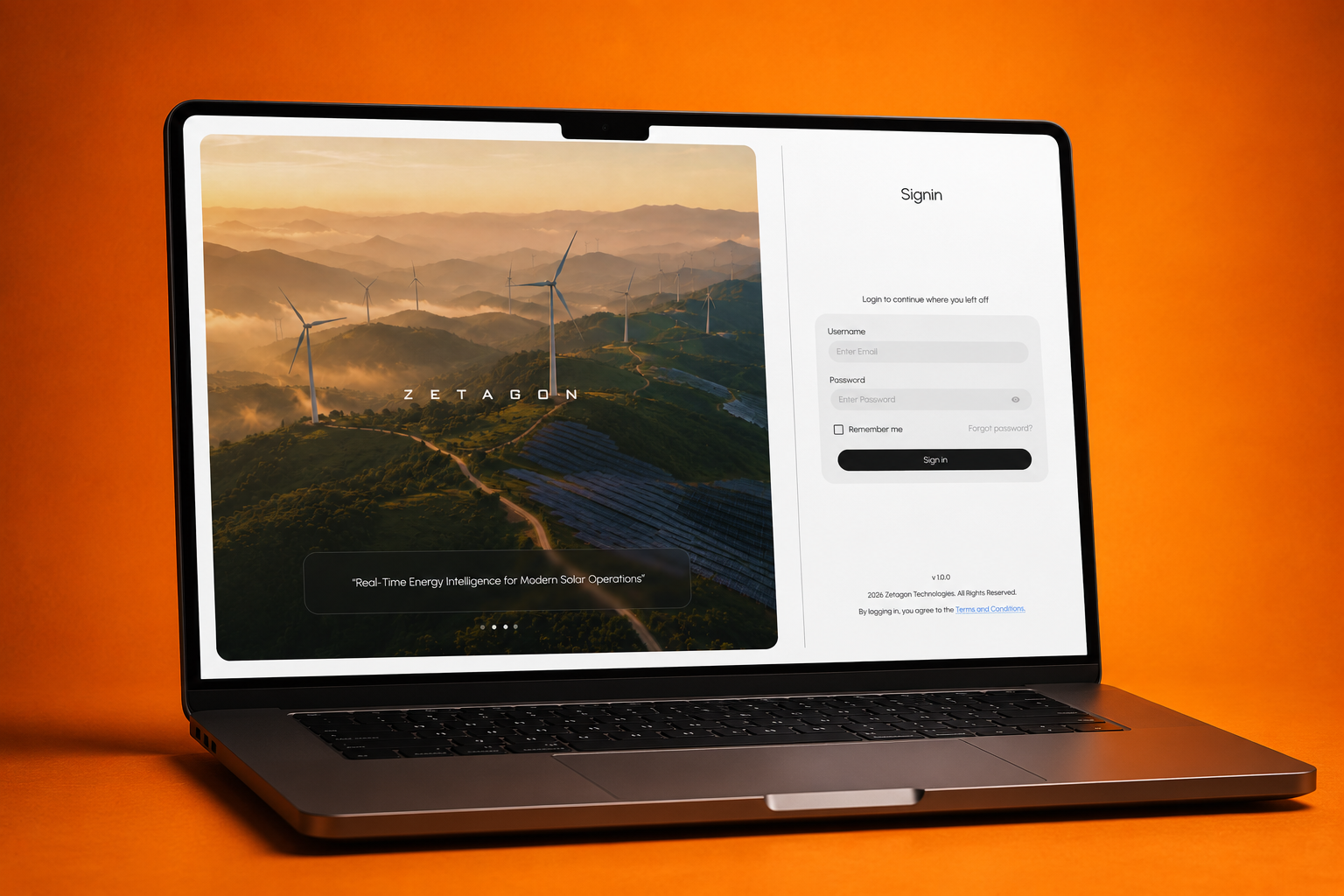 Zetagon secure operator authentication and login screen UI design in Figma